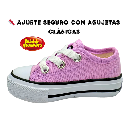 Tenis Para Niña Bubble Gummers De Tela Lila Agujetas Cómodos