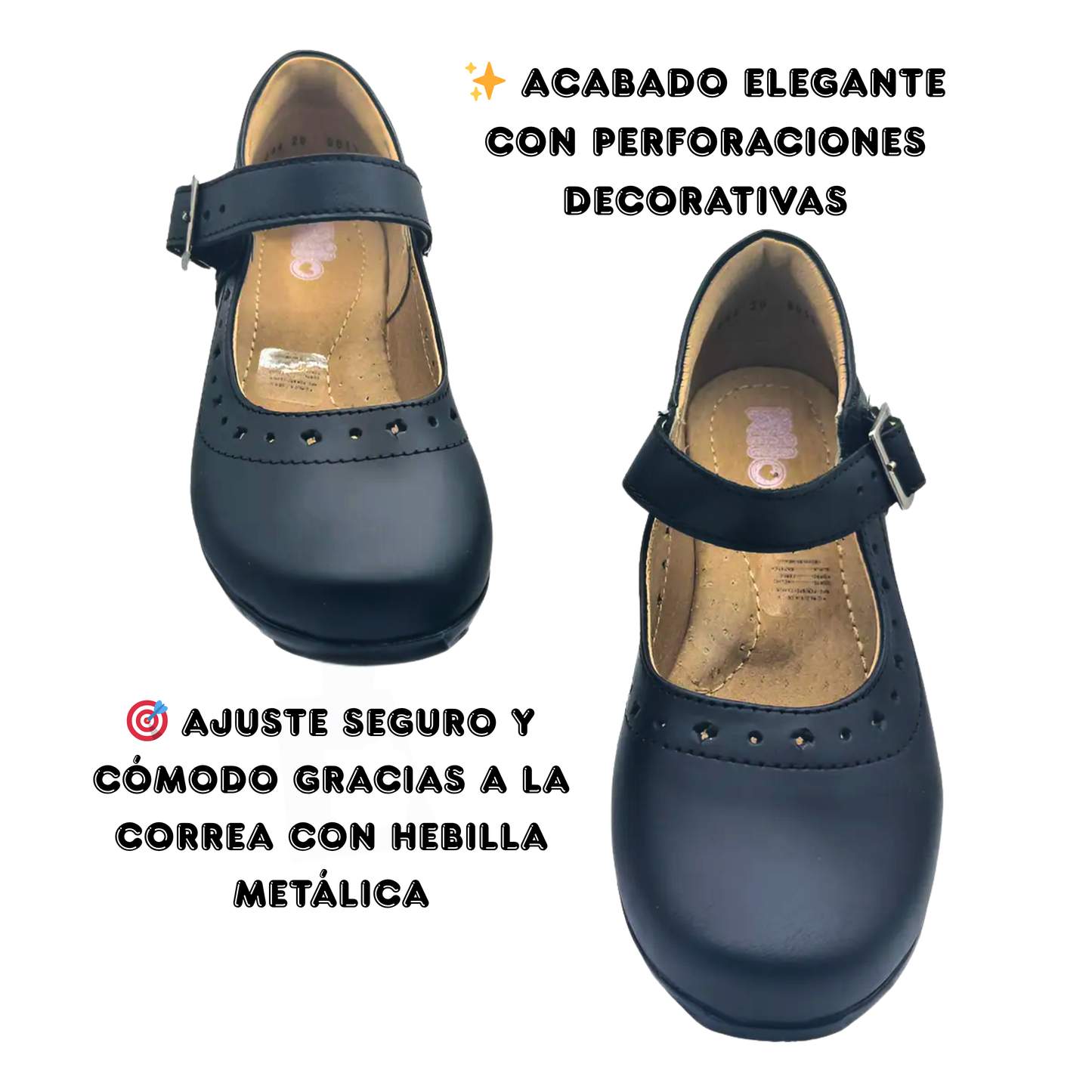 Zapato Escolar Rilo Niña Negro Con Hebilla En Piel Mod. 9013