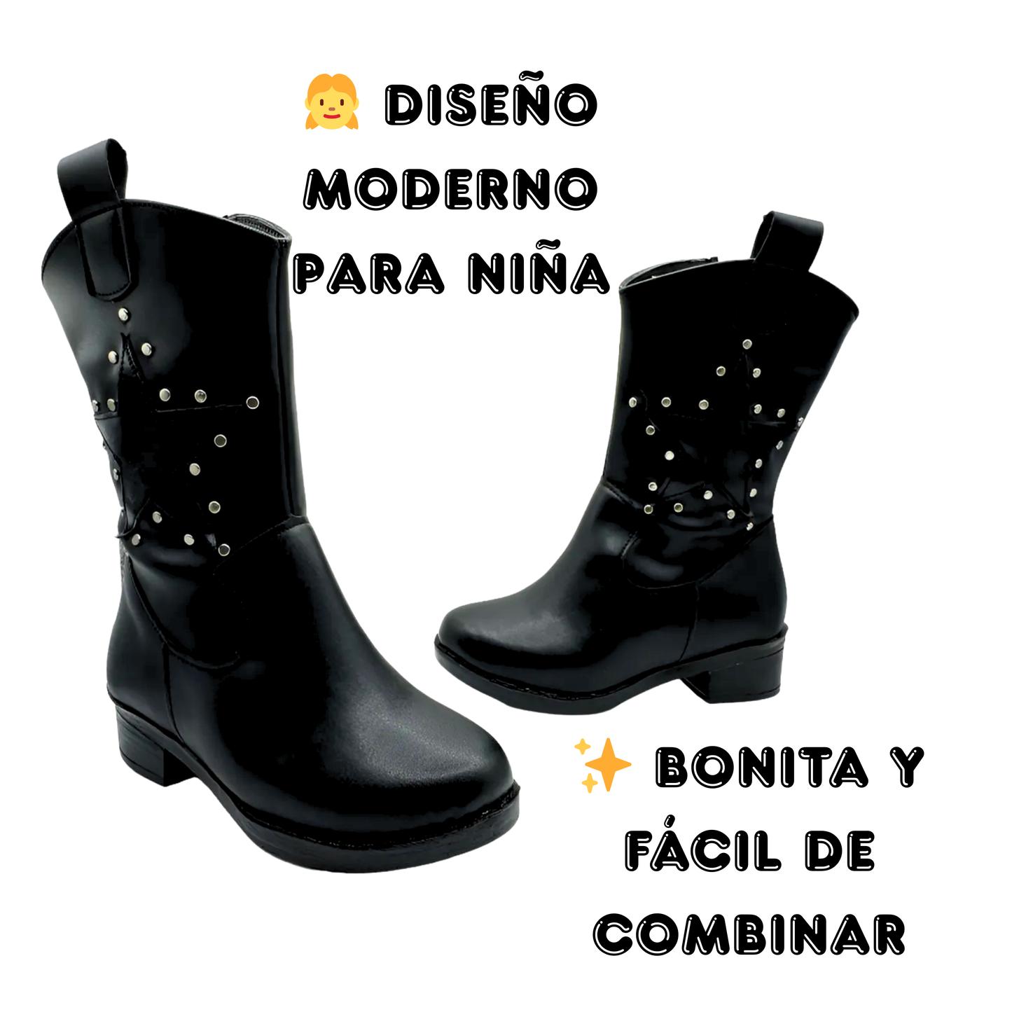 Bota Vaquera Para Niña Diseño Coqueto Detalle De Estrella