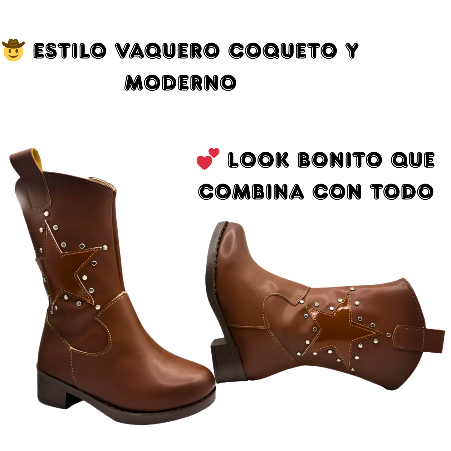 Bota Vaquera Para Niña Diseño Coqueto Detalle De Estrella