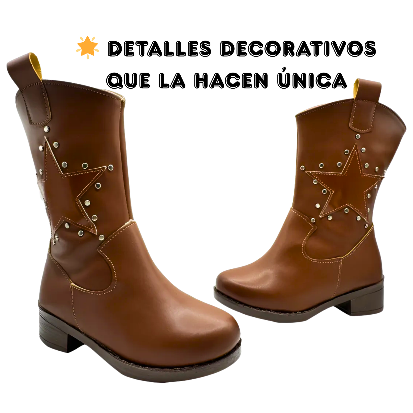 Bota Vaquera Para Niña Diseño Coqueto Detalle De Estrella