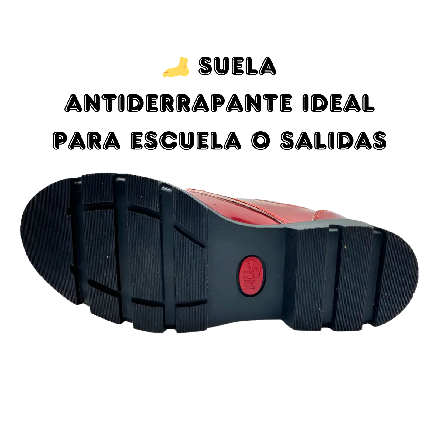 Zapato Escolar Rilo Charol Rojo Niña Cintas Casual Cómodo Mod. 9304