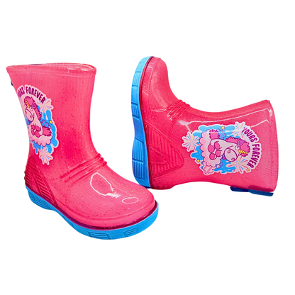 Bota De Lluvia Para Niña Sandak Rosa Unicornio Resistente