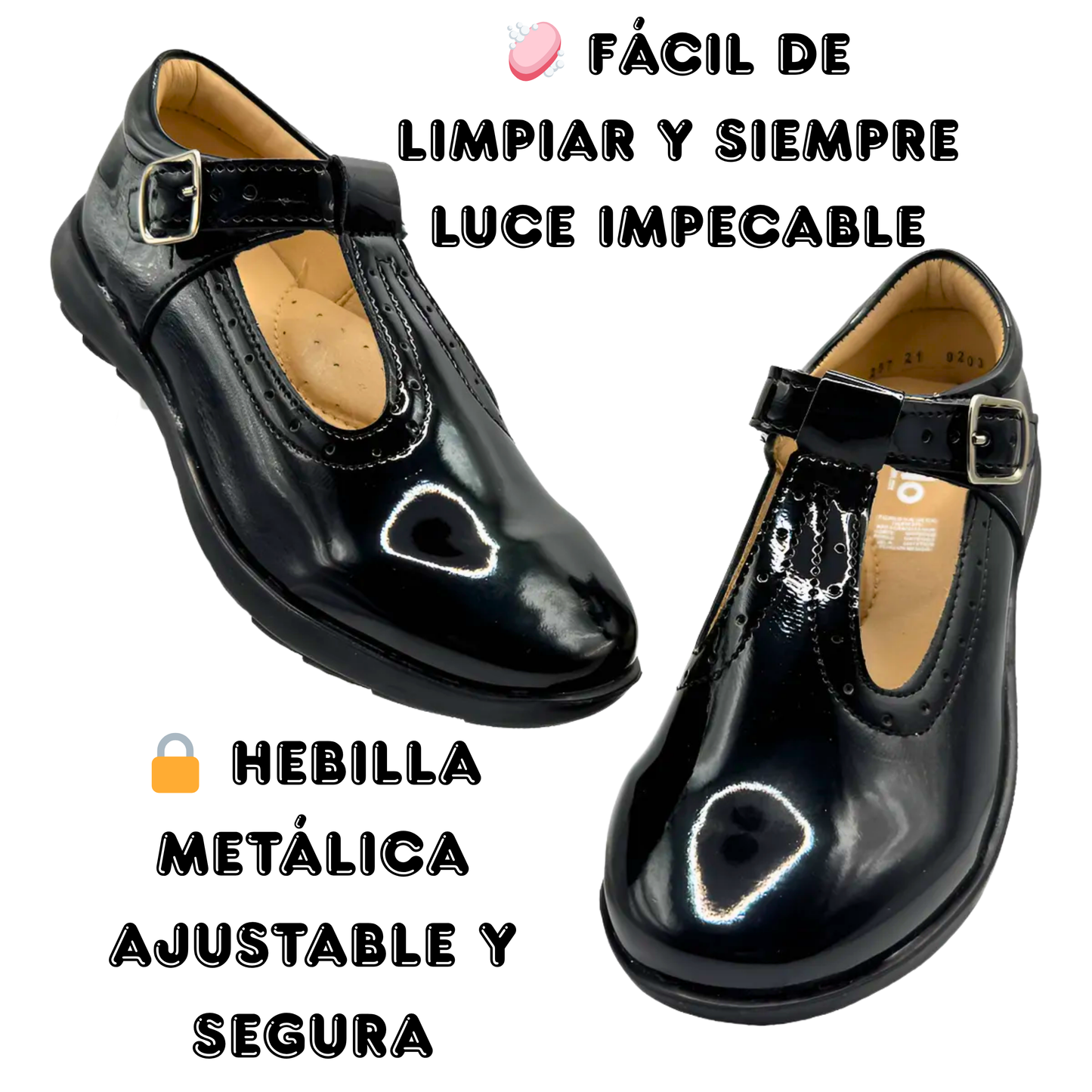 Zapato Escolar Niña Rilo Charol Con Hebilla Elegante Cómodo Mod. 9203