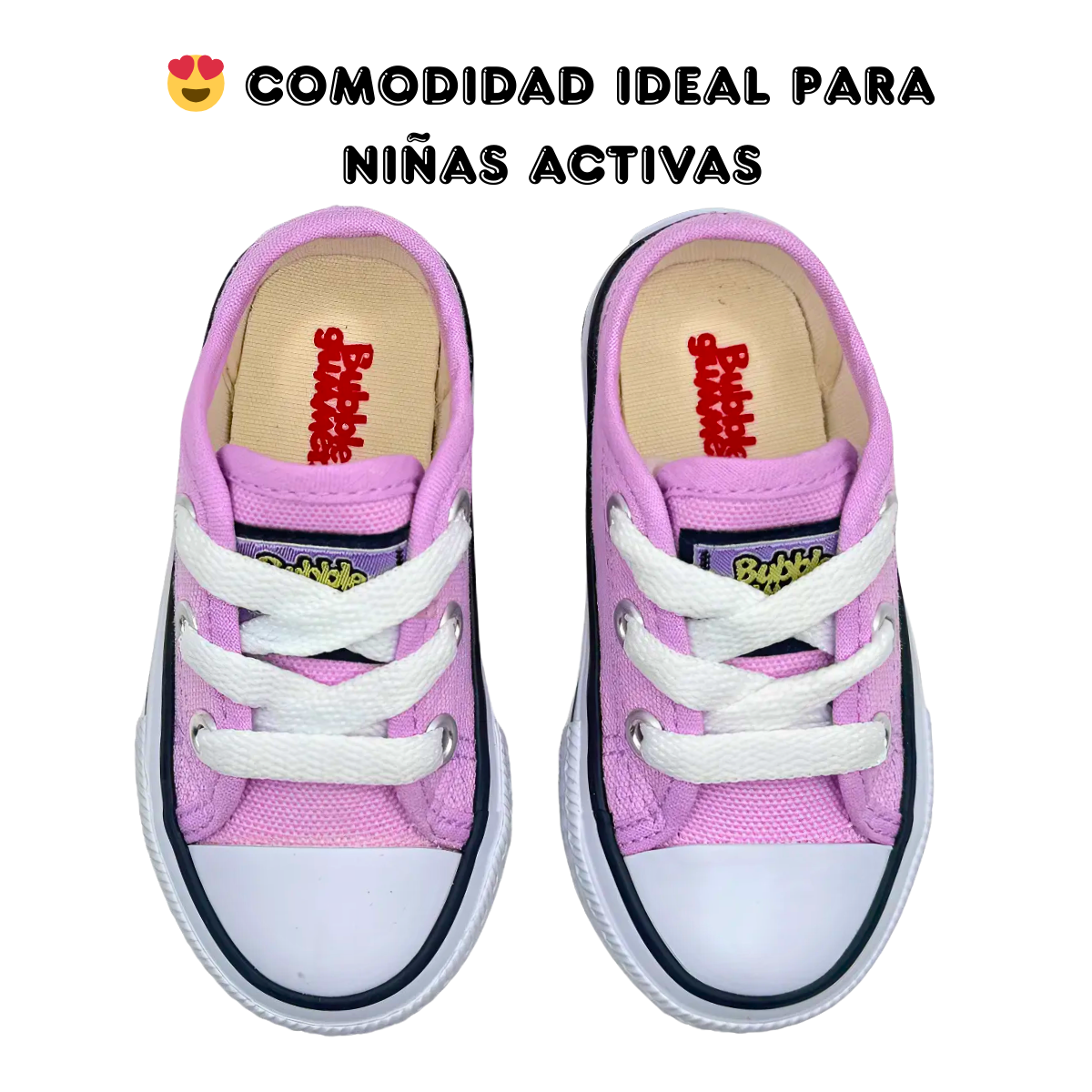 Tenis Para Niña Bubble Gummers De Tela Lila Agujetas Cómodos