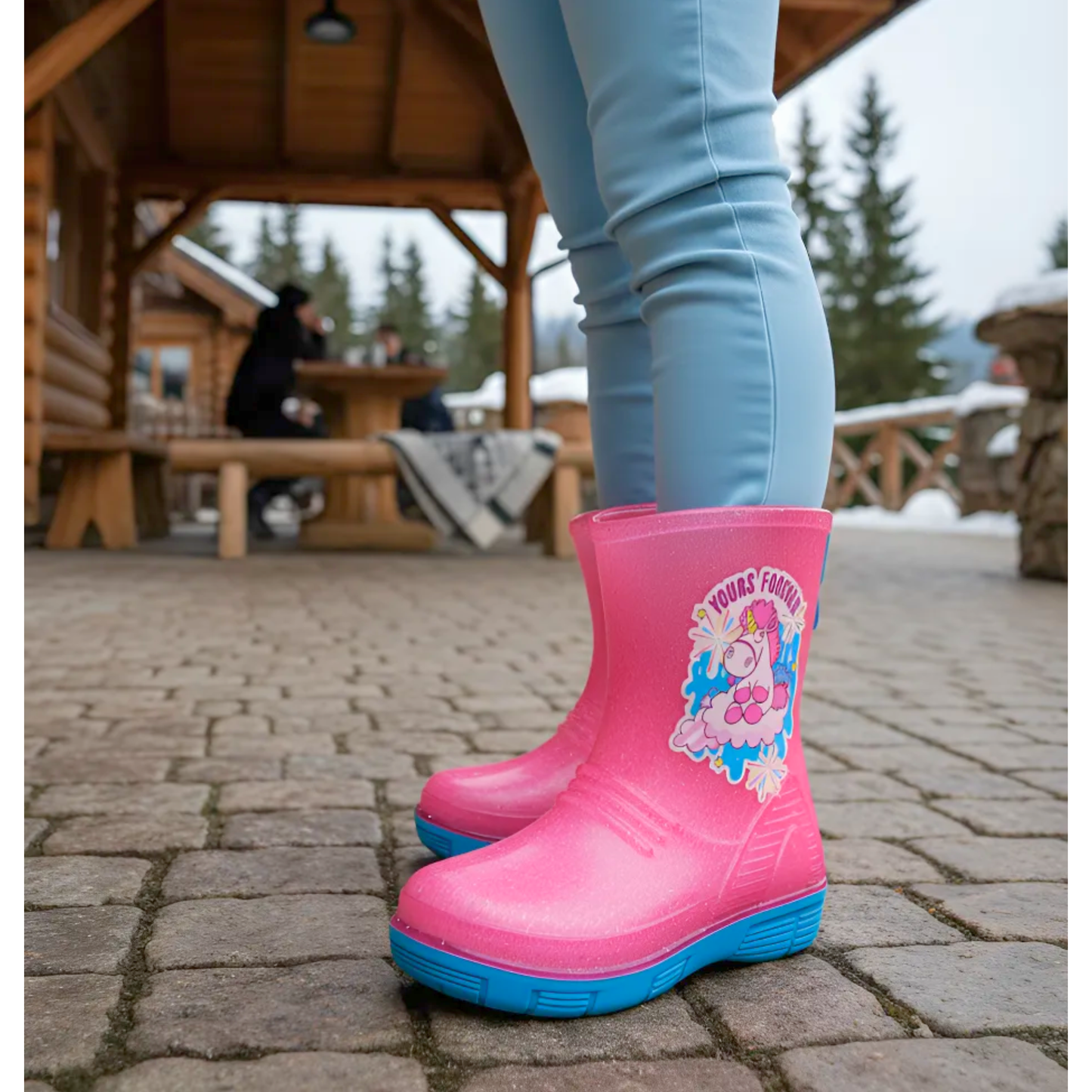 Bota De Lluvia Para Niña Sandak Rosa Unicornio Resistente