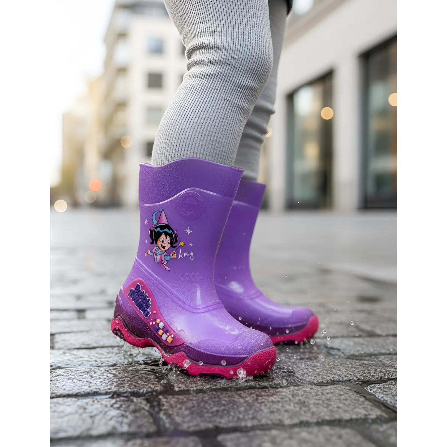 Bota De Lluvia Para Niña Bubble Gummers Cristal Lila